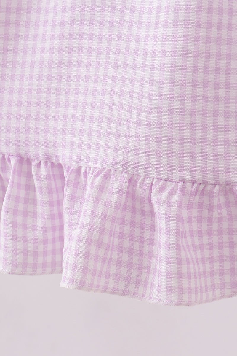 Purple Gingham Lace Ruffle Dress - Abbies Place