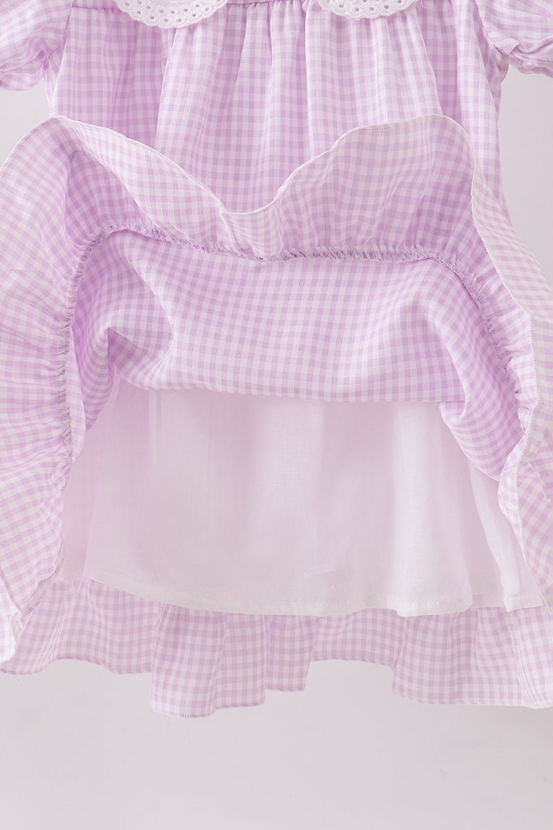 Purple Gingham Lace Ruffle Dress - Abbies Place