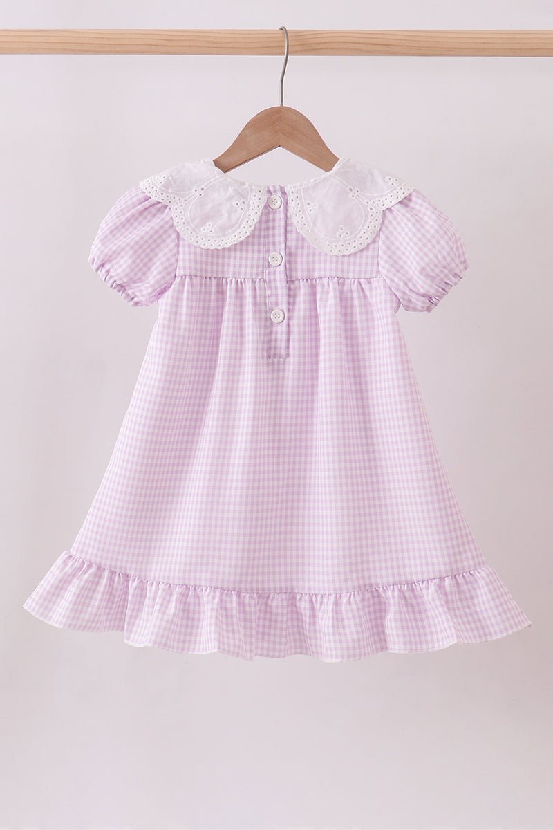 Purple Gingham Lace Ruffle Dress - Abbies Place