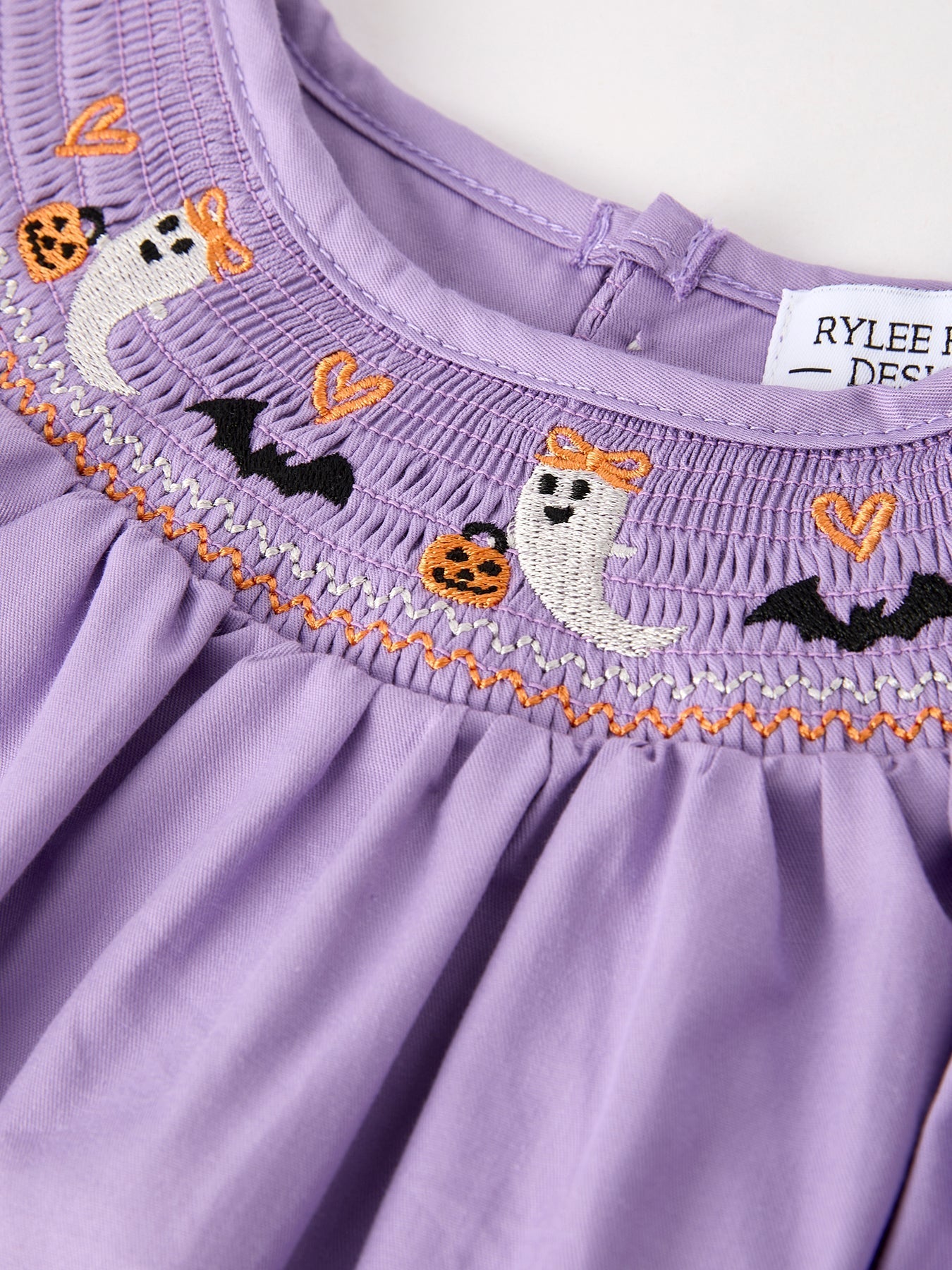 Purple Halloween Smock Embroidery Baby Girl Dress - Abbies Place