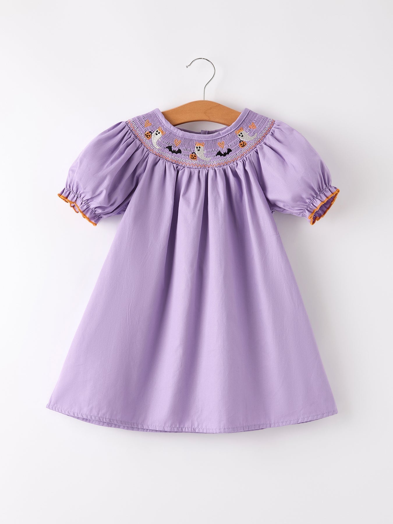 Purple Halloween Smock Embroidery Baby Girl Dress - Abbies Place