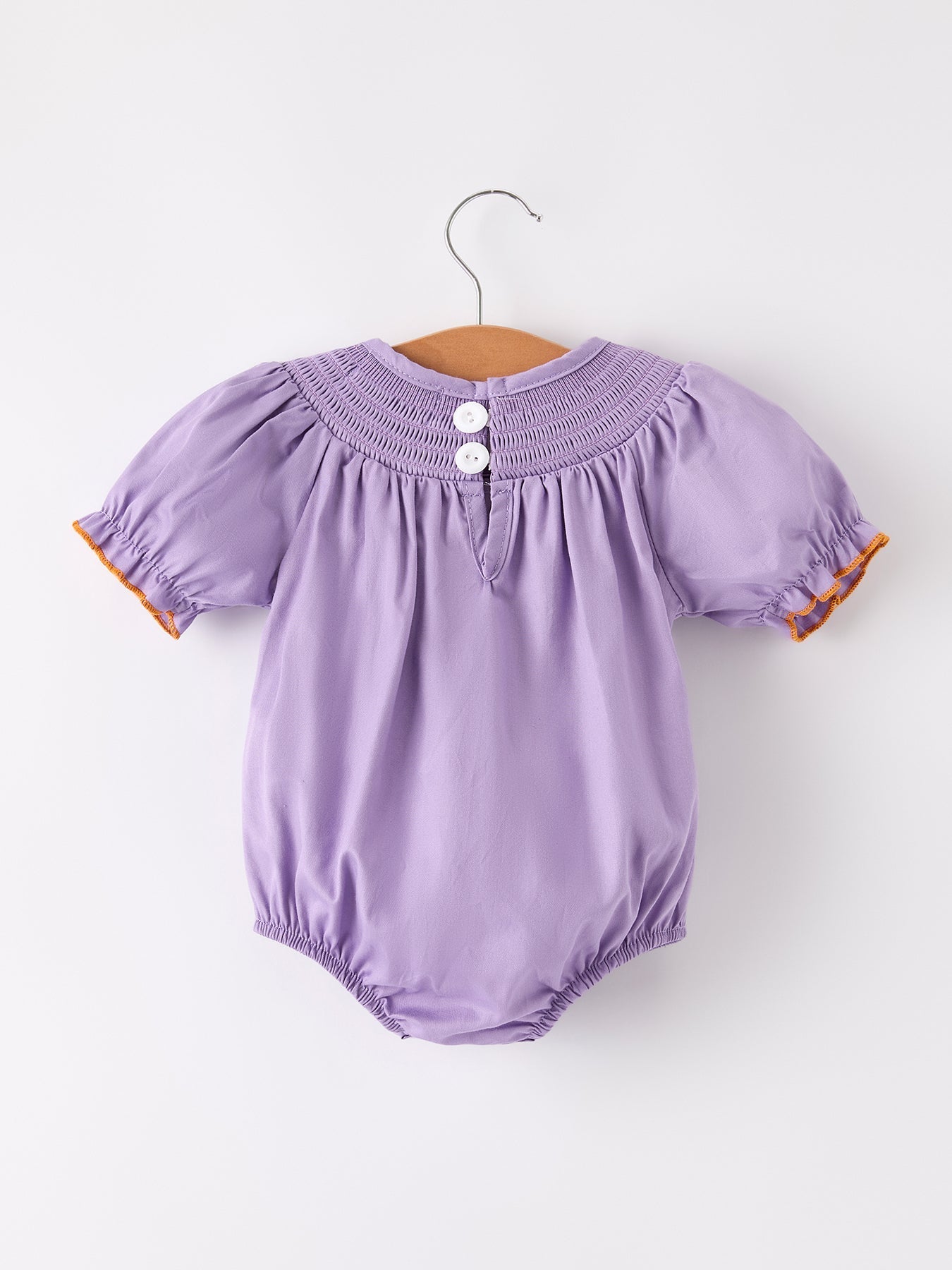 Purple Halloween Smock Embroidery Baby Girl Romper - Abbies Place