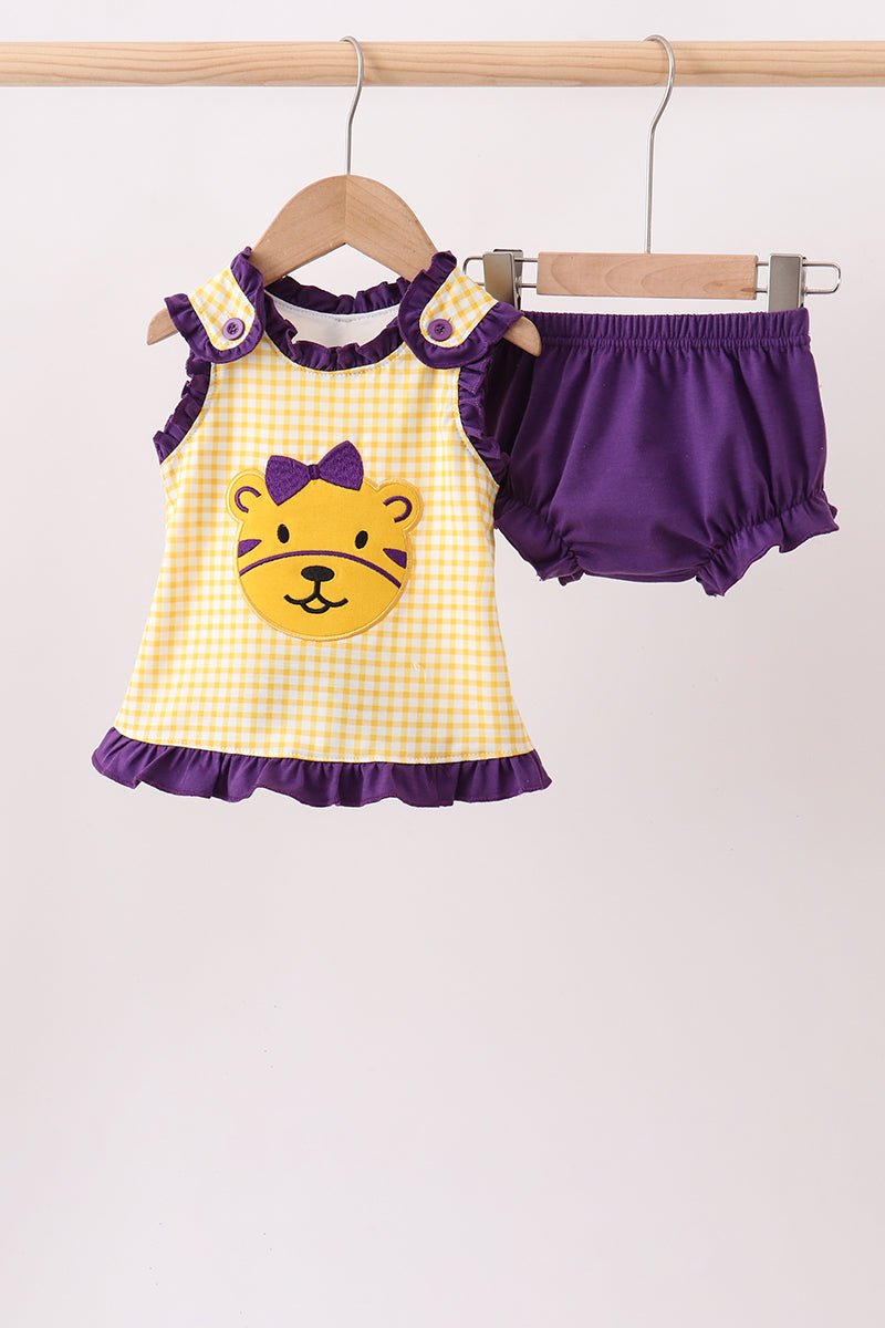 Purple LSU Tiger Applique Bloomer Set - Abbies Place