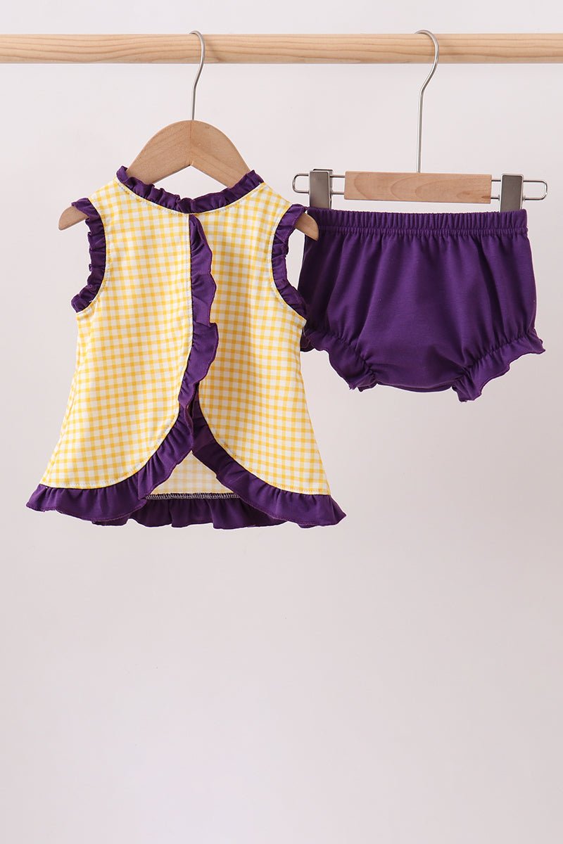 Purple LSU Tiger Applique Bloomer Set - Abbies Place