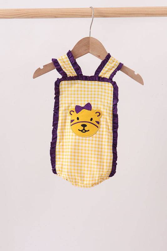 Purple LSU Tiger Applique Ruffle Bubble - Abbies Place