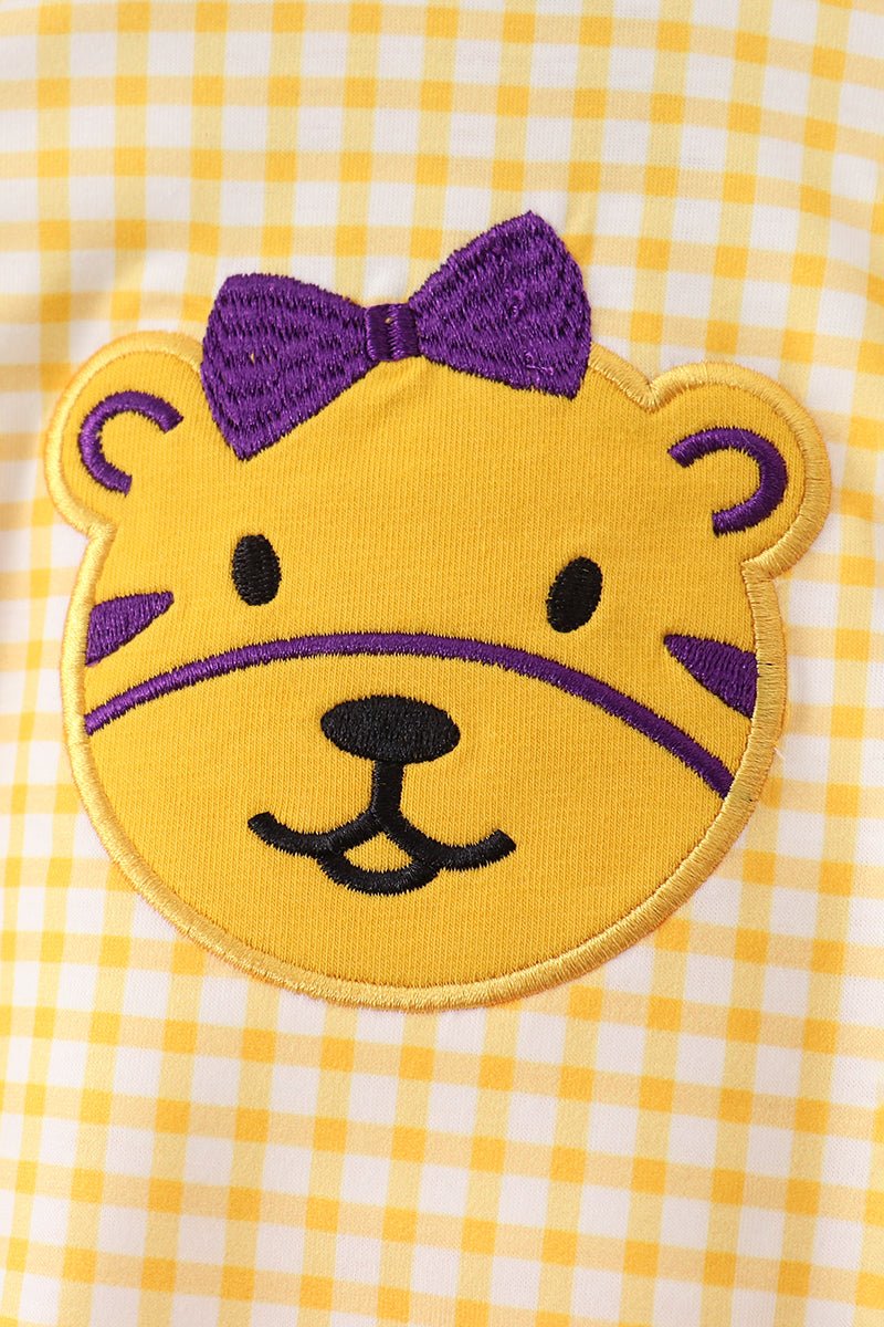 Purple LSU Tiger Applique Ruffle Bubble - Abbies Place