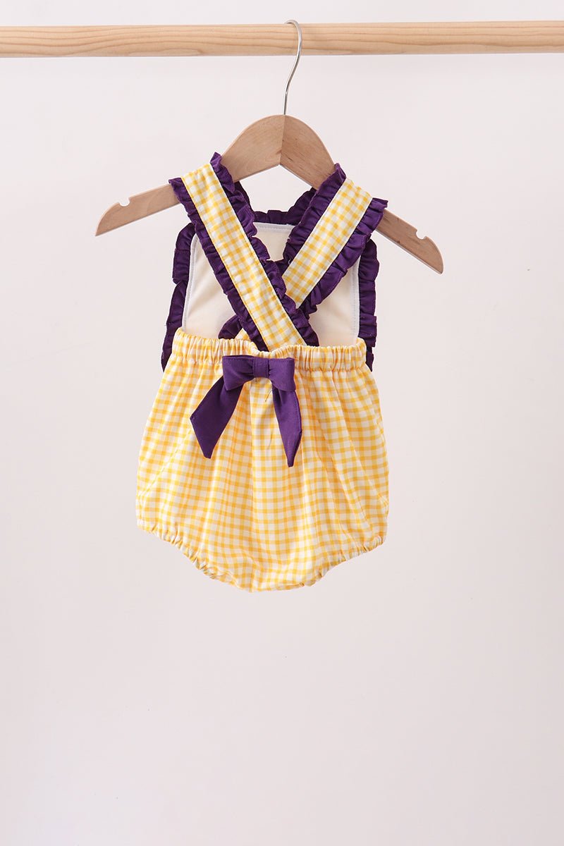 Purple LSU Tiger Applique Ruffle Bubble - Abbies Place