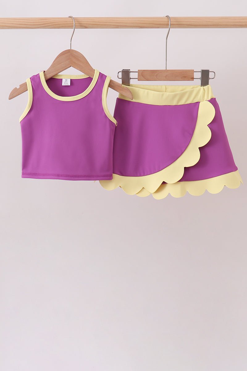 Purple Performance Scalloped Skorts Set - Abbies Place