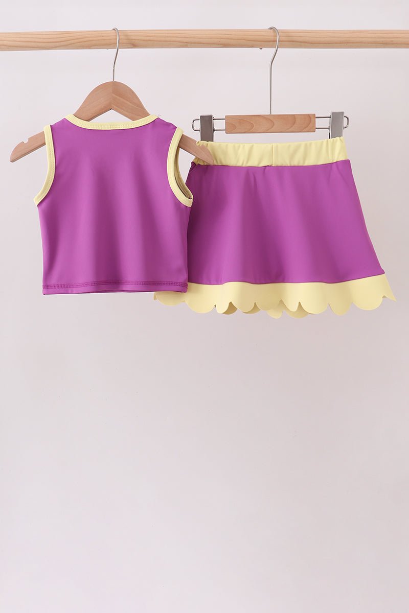 Purple Performance Scalloped Skorts Set - Abbies Place