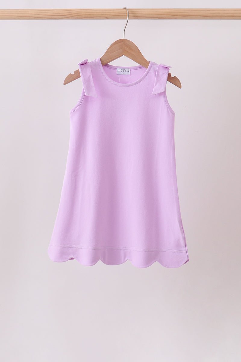 Purple Scalloped Bow Dress - Abbies Place