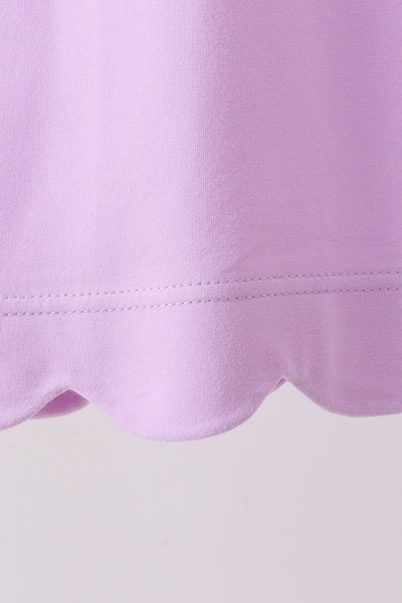 Purple Scalloped Bow Dress - Abbies Place