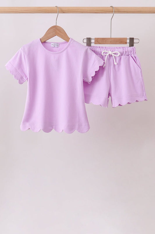 Purple Scalloped Shorts Set - Abbies Place