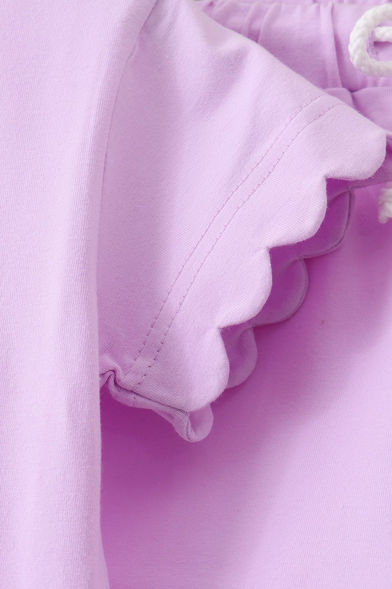 Purple Scalloped Shorts Set - Abbies Place
