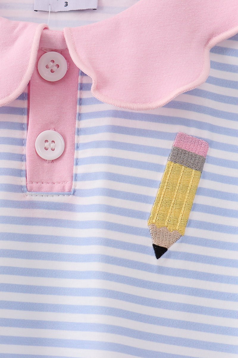 Purple Stripe Pencil Embroidered Top - Abbies Place
