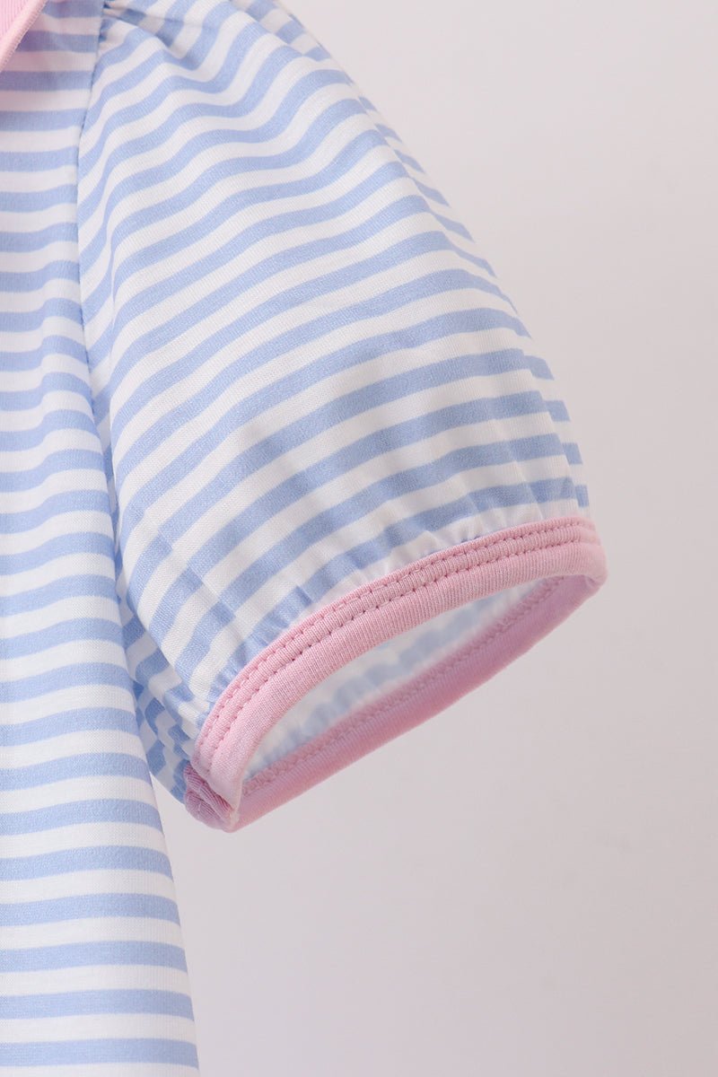 Purple Stripe Pencil Embroidered Top - Abbies Place