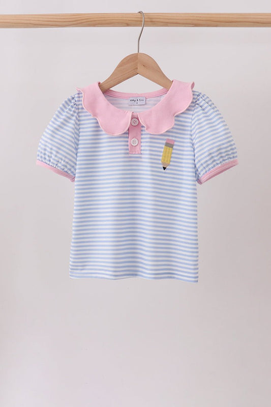 Purple Stripe Pencil Embroidered Top - Abbies Place