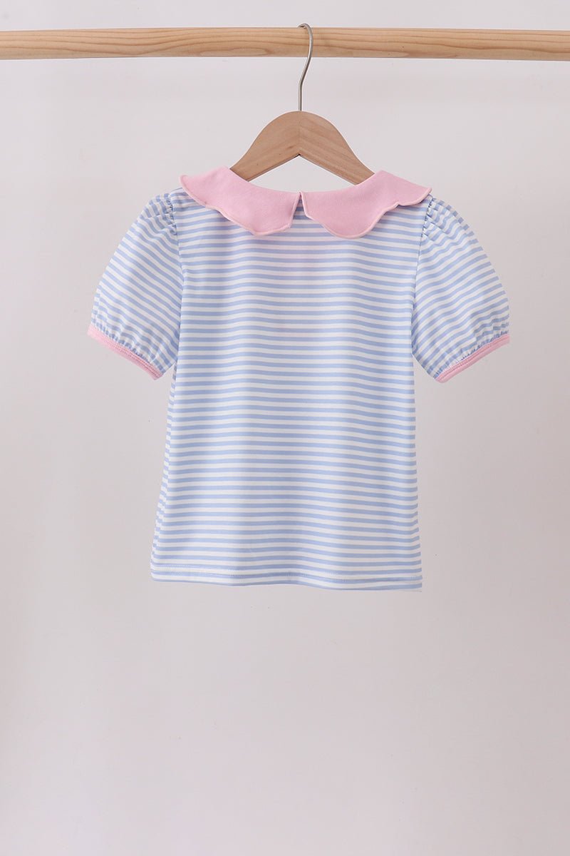 Purple Stripe Pencil Embroidered Top - Abbies Place