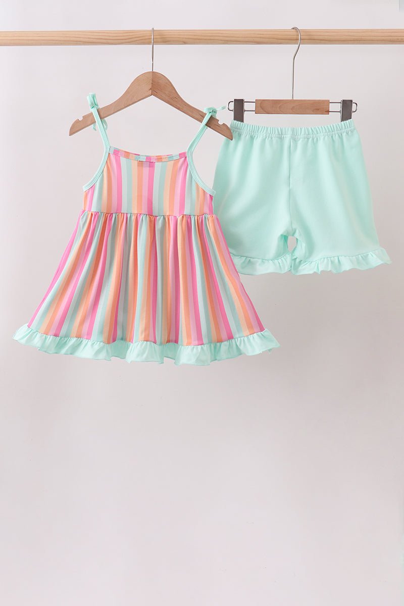 Rainbow Stripe Ruffle Set - Abbies Place
