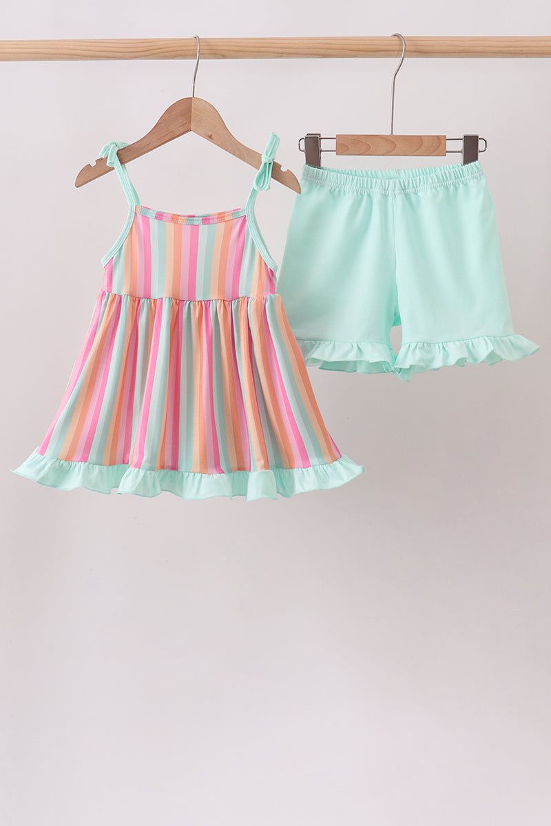 Rainbow Stripe Ruffle Set - Abbies Place