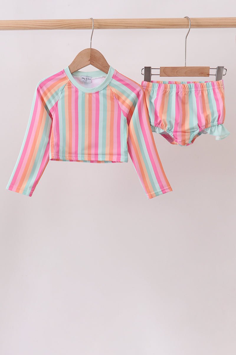 Rainbow Stripe UPF Rashguard Set - Abbies Place