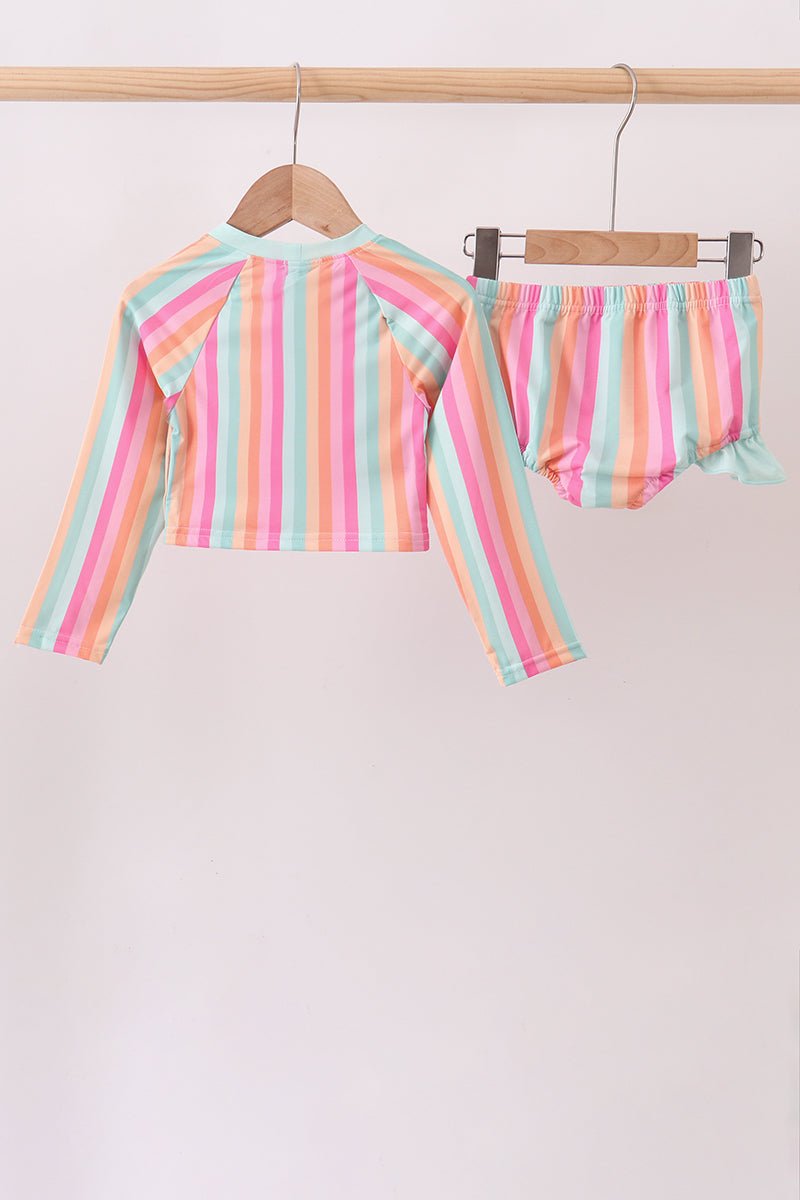 Rainbow Stripe UPF Rashguard Set - Abbies Place