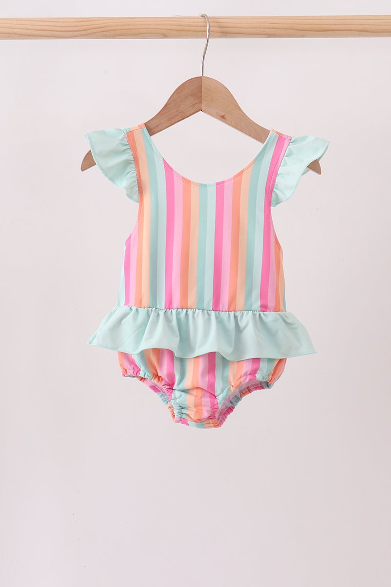 Rainbow Stripe UPF Swim One-Piece - Abbies Place