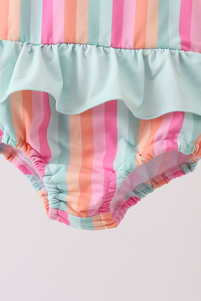 Rainbow Stripe UPF Swim One-Piece - Abbies Place