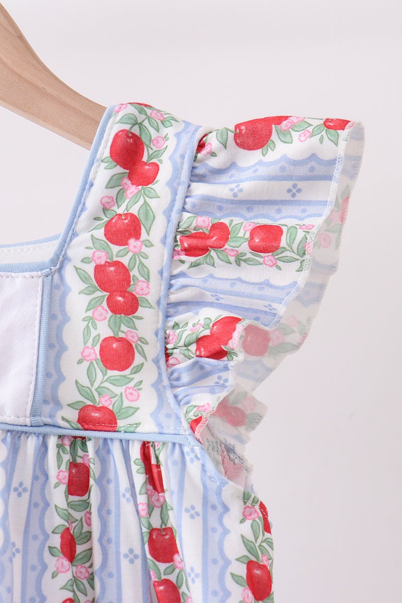 Red Apple Applique Dress - Abbies Place