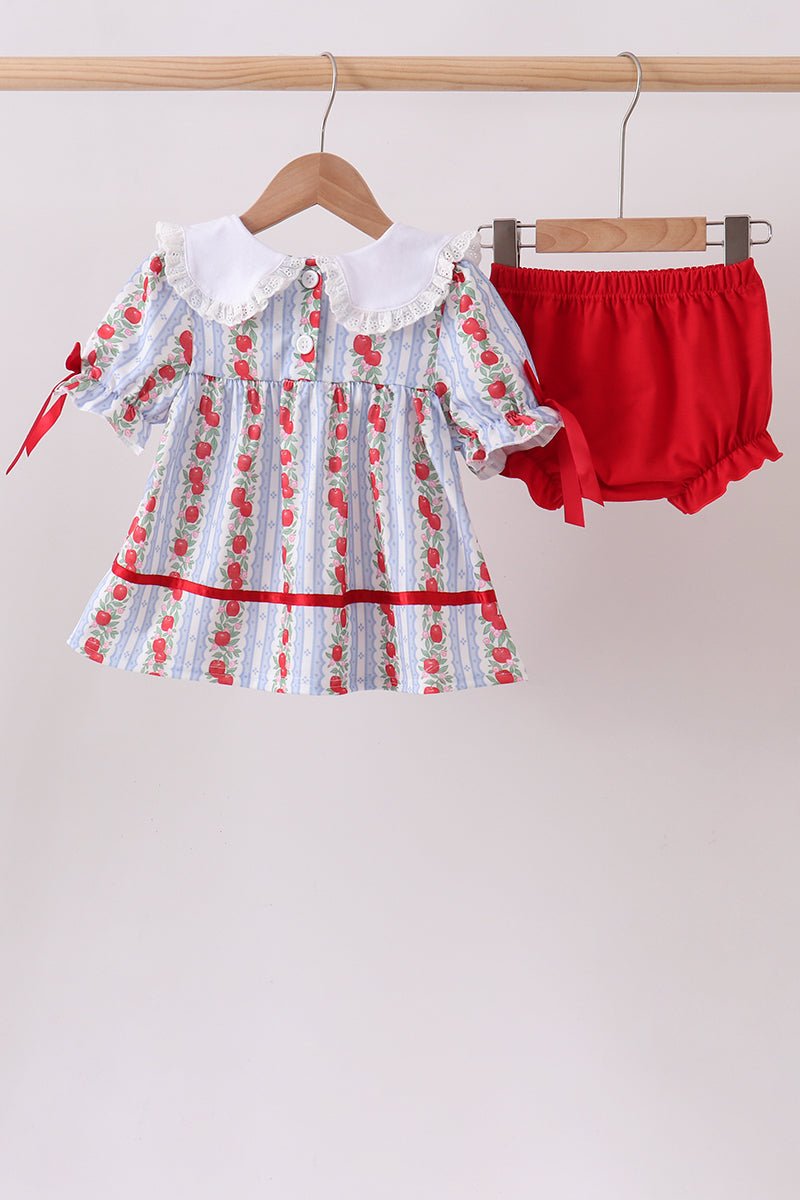 Red Apple Embroidered Bloomer Set - Abbies Place