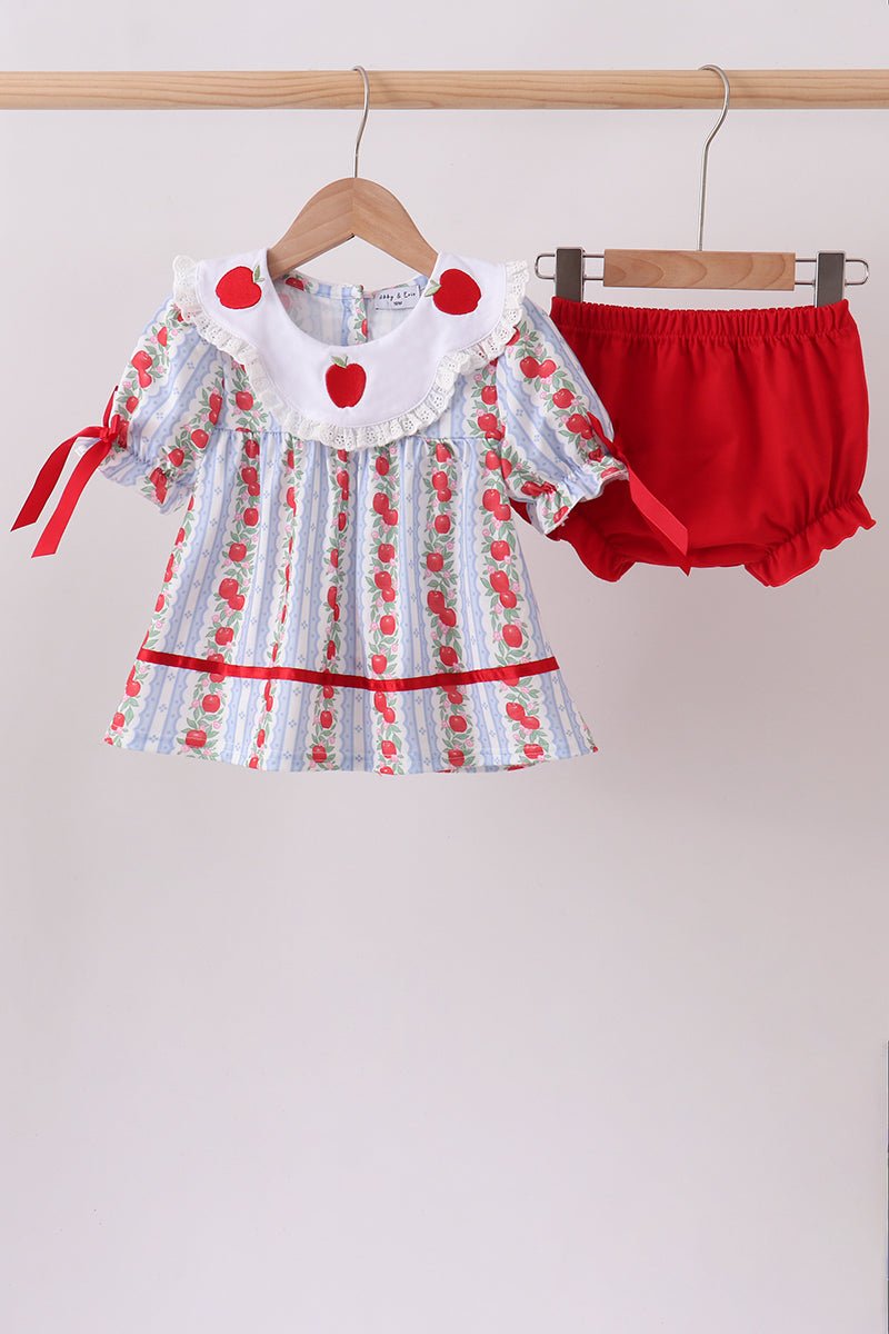 Red Apple Embroidered Bloomer Set - Abbies Place