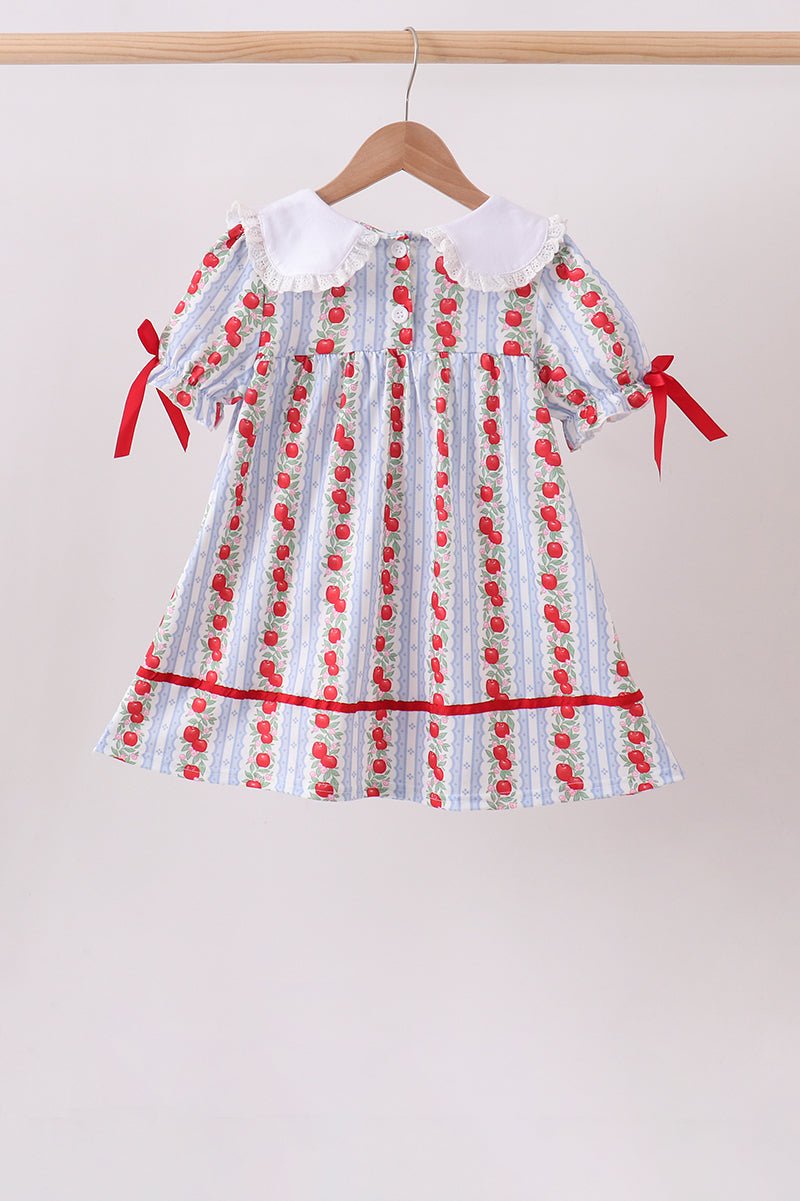 Red Apple Embroidered Dress - Abbies Place