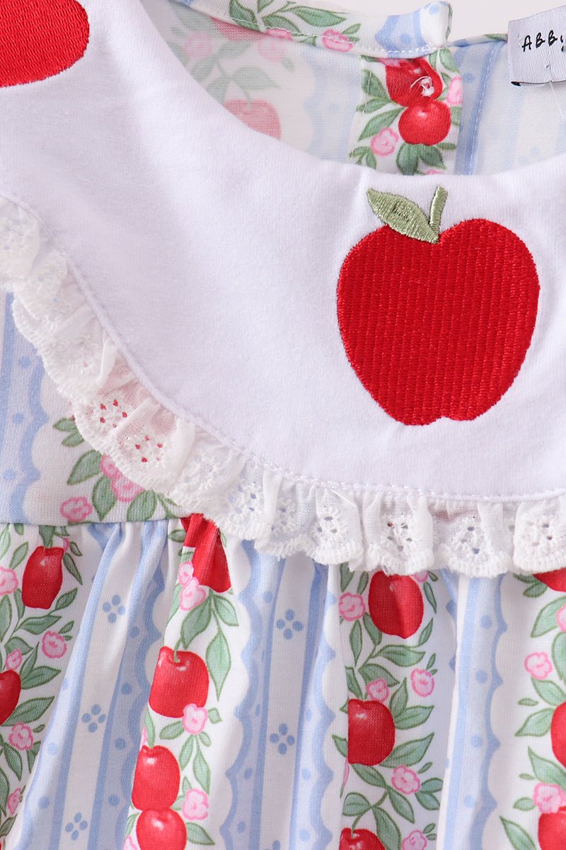 Red Apple Embroidered Dress - Abbies Place