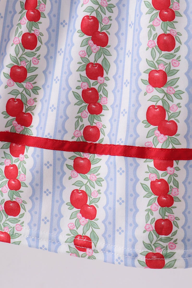 Red Apple Embroidered Dress - Abbies Place
