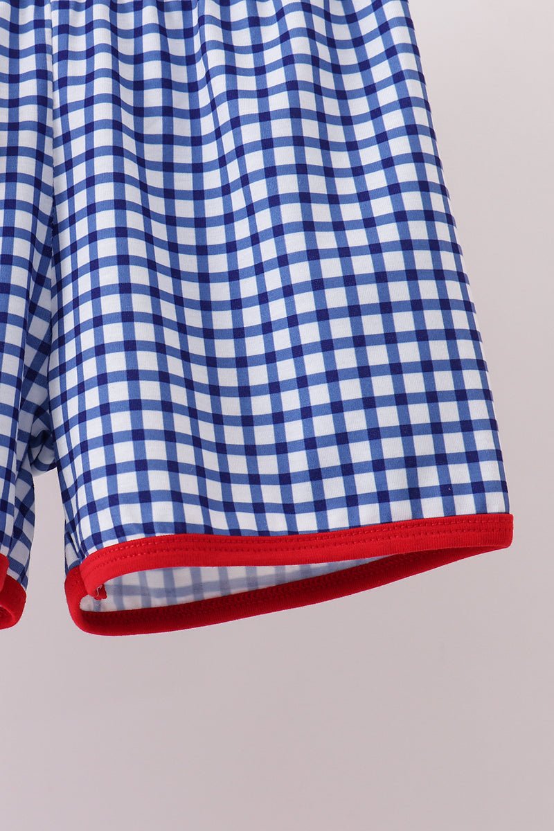 Red Apple Embroidered Gingham Shorts Set - Abbies Place