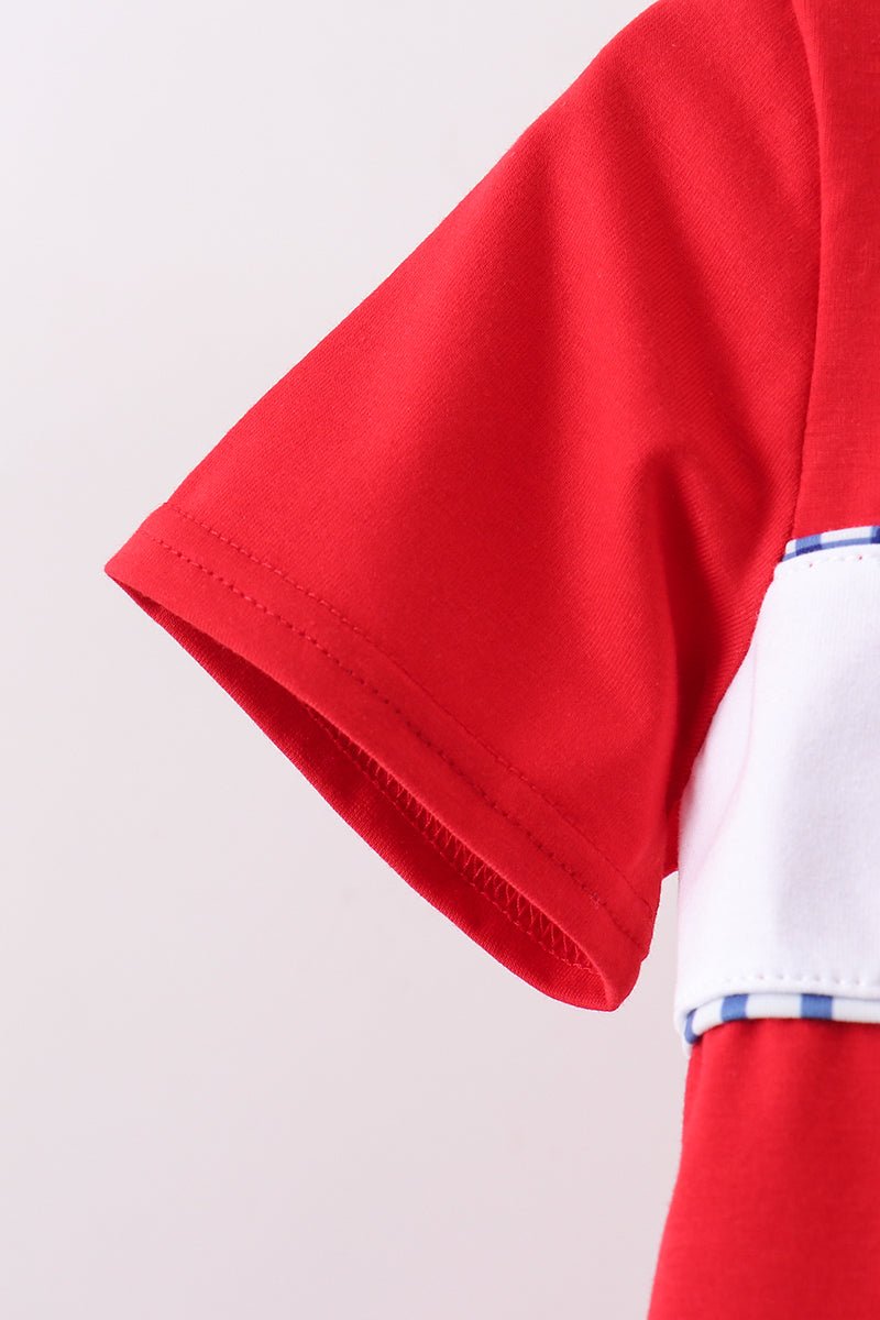 Red Apple Embroidered Gingham Shorts Set - Abbies Place