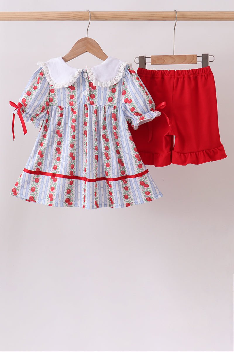 Red Apple Embroidered Set - Abbies Place