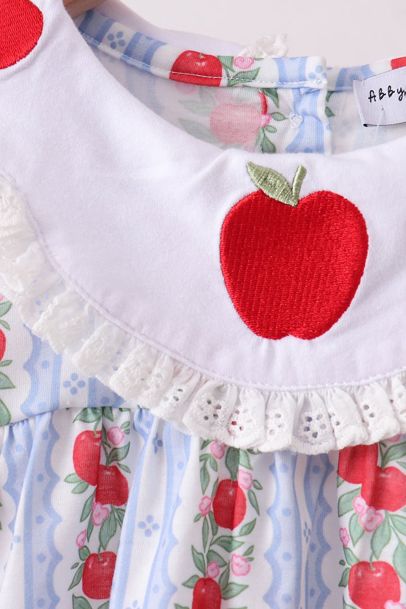 Red Apple Embroidered Set - Abbies Place