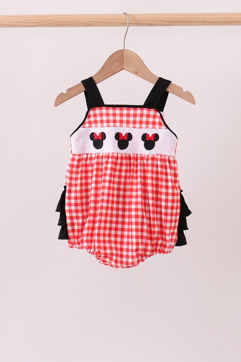 Red Character Plaid Embroidered Bubble - Abbies Place