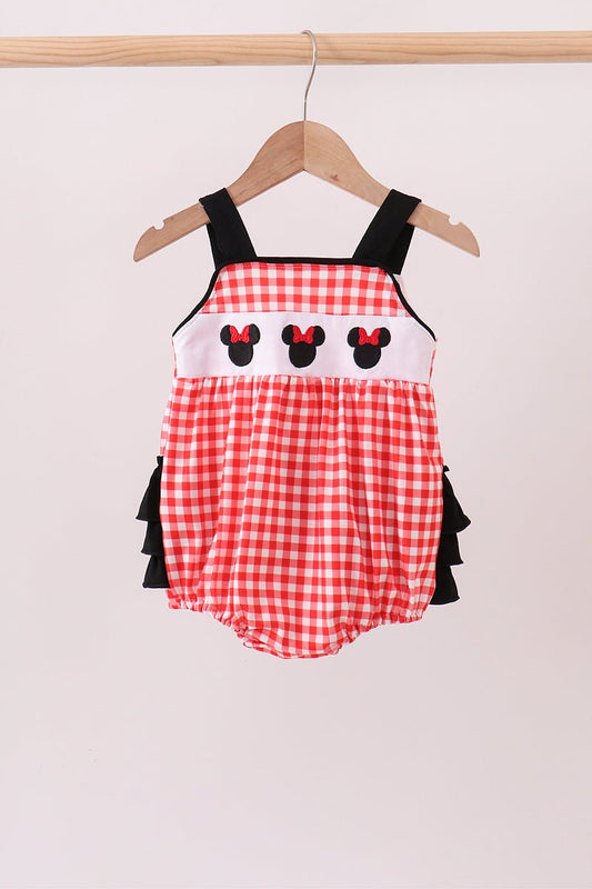 Red Character Plaid Embroidered Bubble - Abbies Place