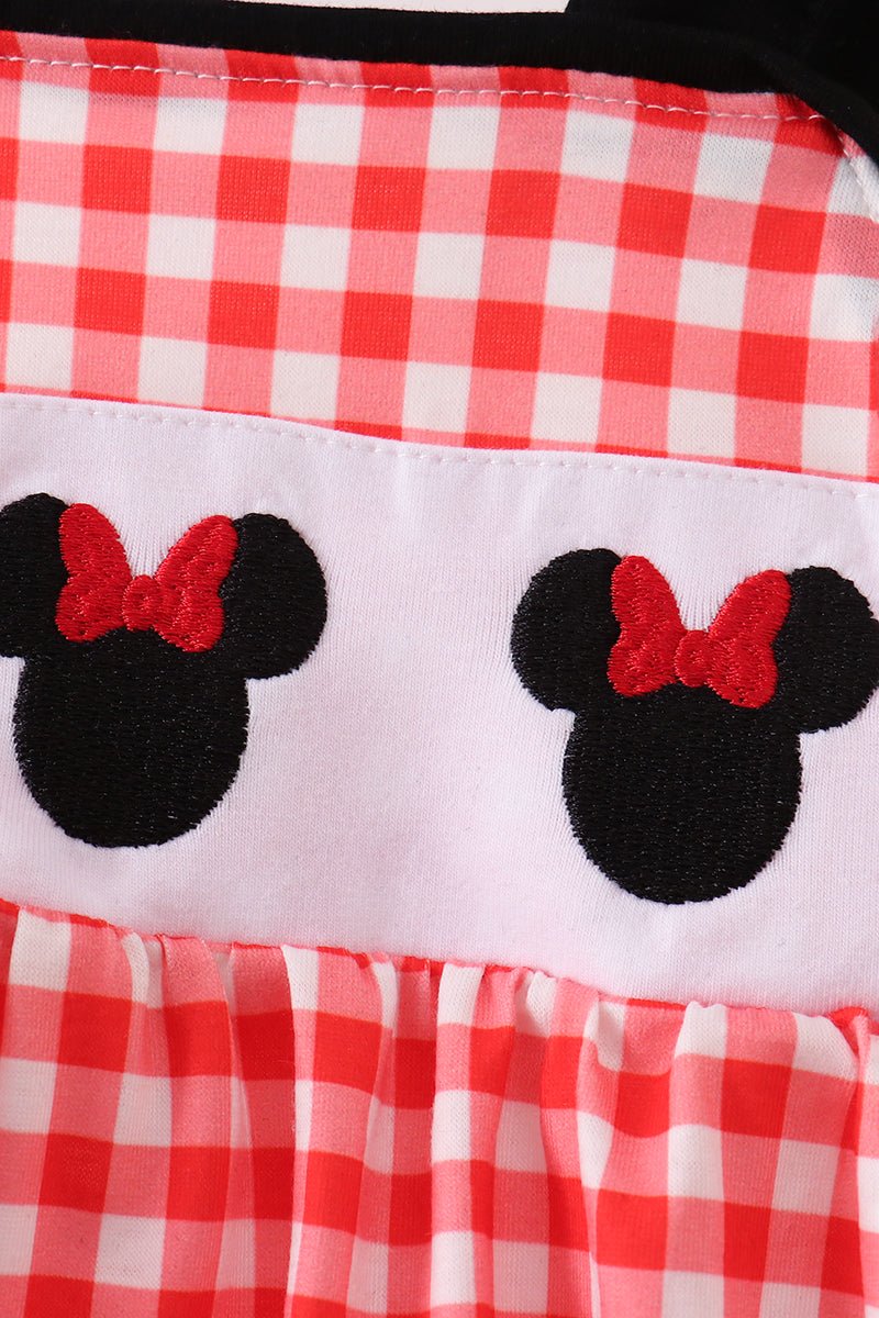 Red Character Plaid Embroidered Bubble - Abbies Place