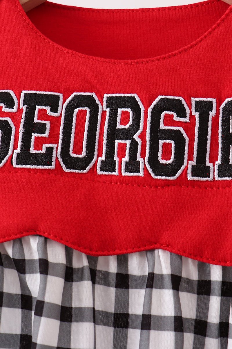 Red Georgia Applique Gingham Bubble - Abbies Place