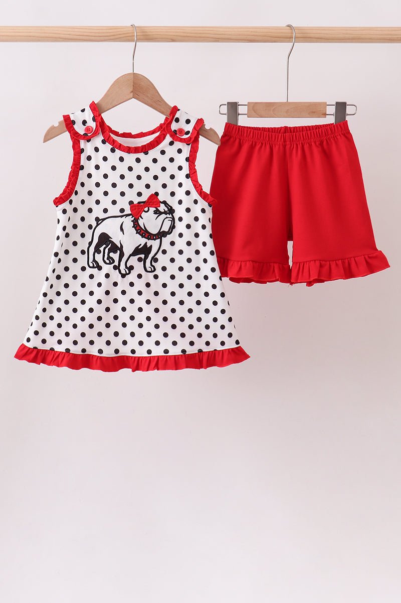 Red Georgia Bulldog Applique Ruffle Set - Abbies Place
