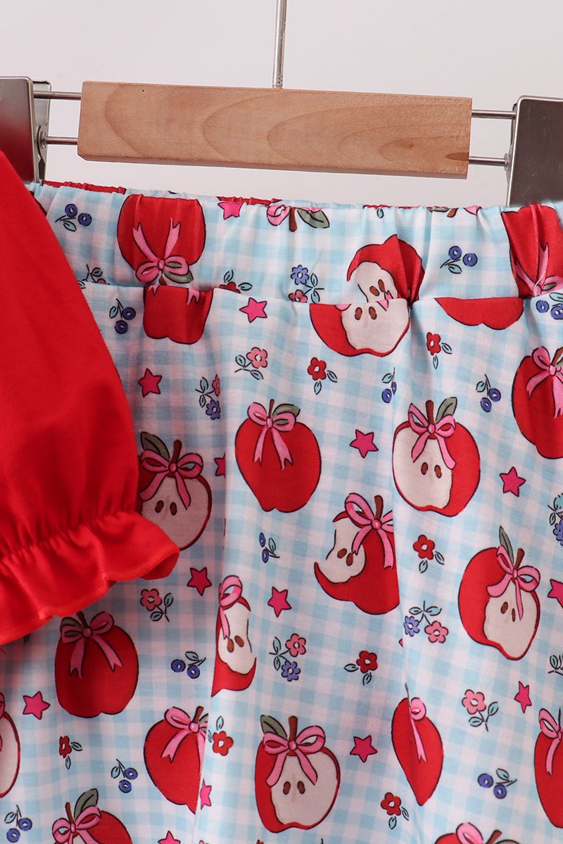 Red School Apple Skorts Set - Abbies Place