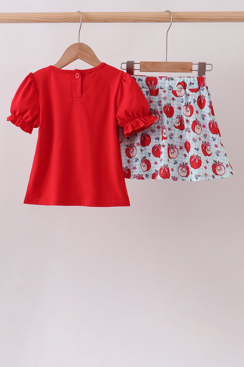 Red School Apple Skorts Set - Abbies Place