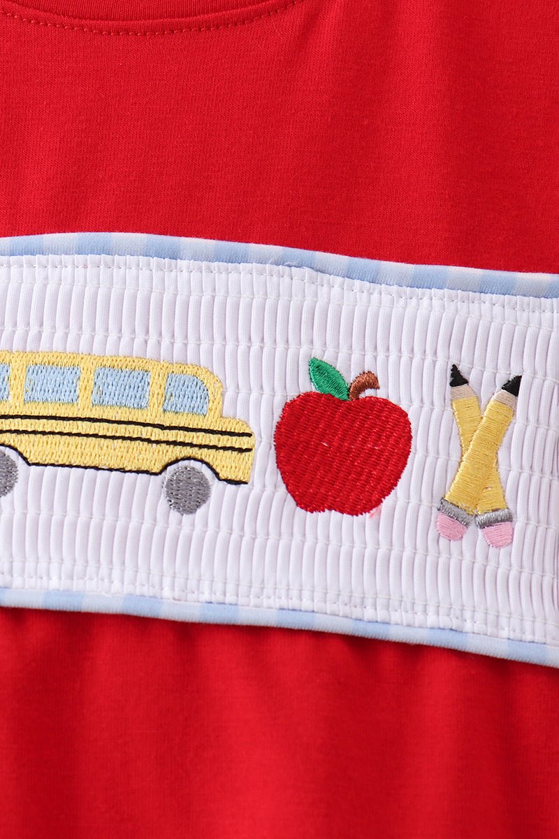 Red School Bus Smocked top - Abbies Place