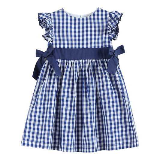 Royal Blue Gingham A-Line Dress - Abbies Place