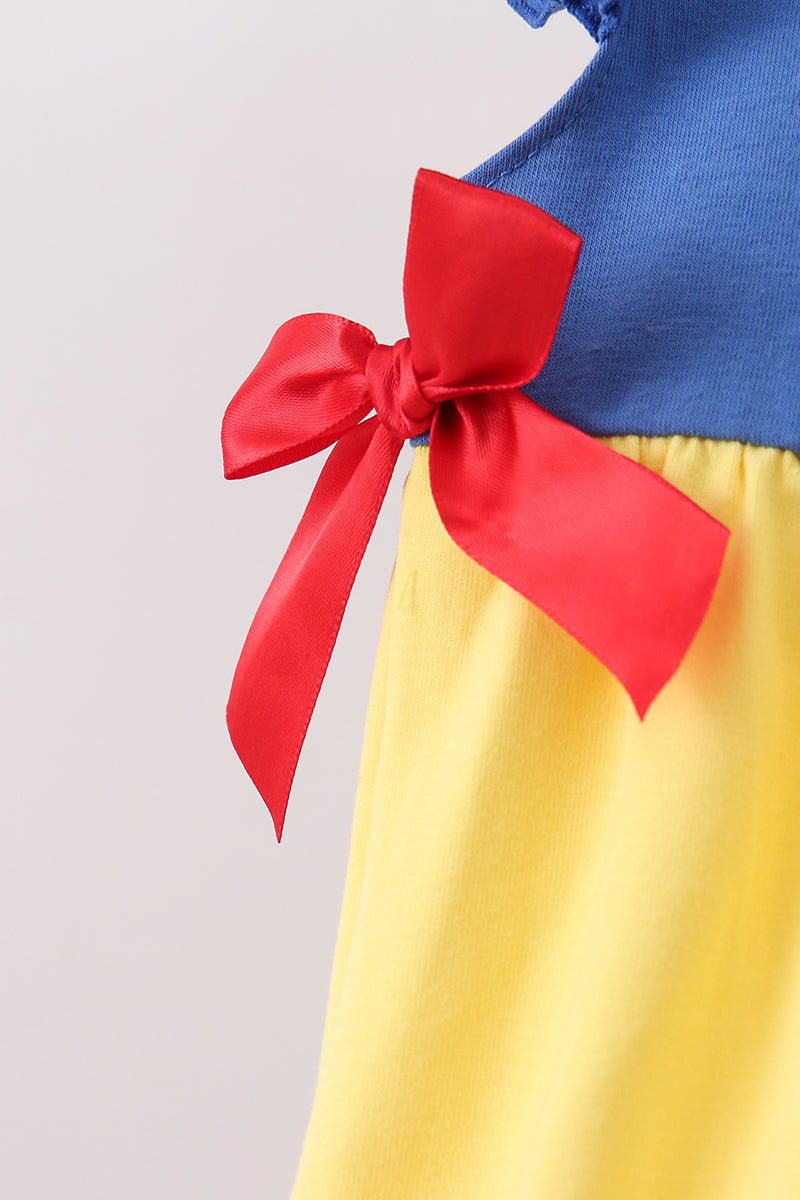 Royal blue&mustard character ruffle bubble - Abbies Place