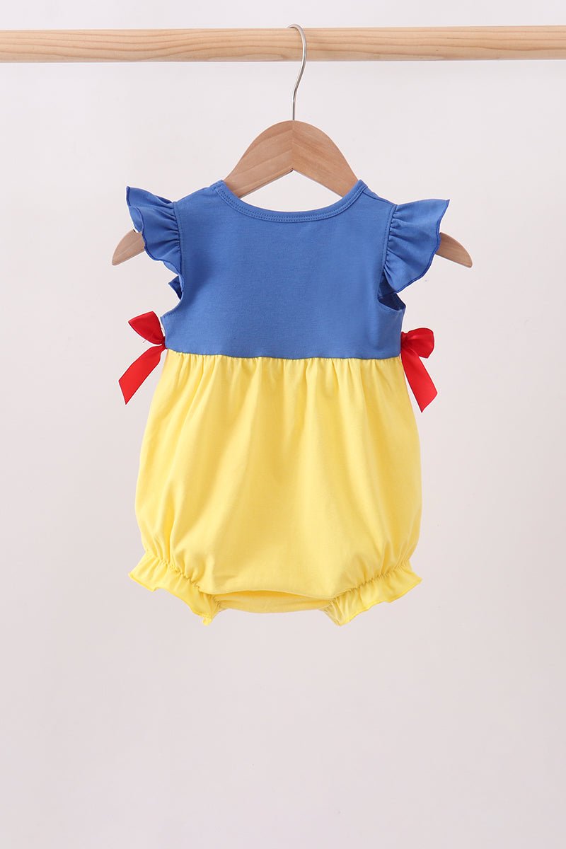 Royal blue&mustard character ruffle bubble - Abbies Place