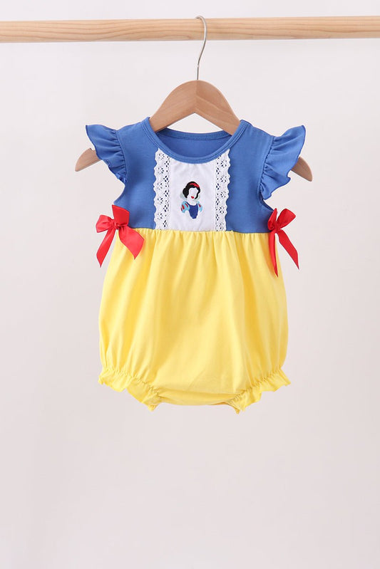 Royal blue&mustard character ruffle bubble - Abbies Place