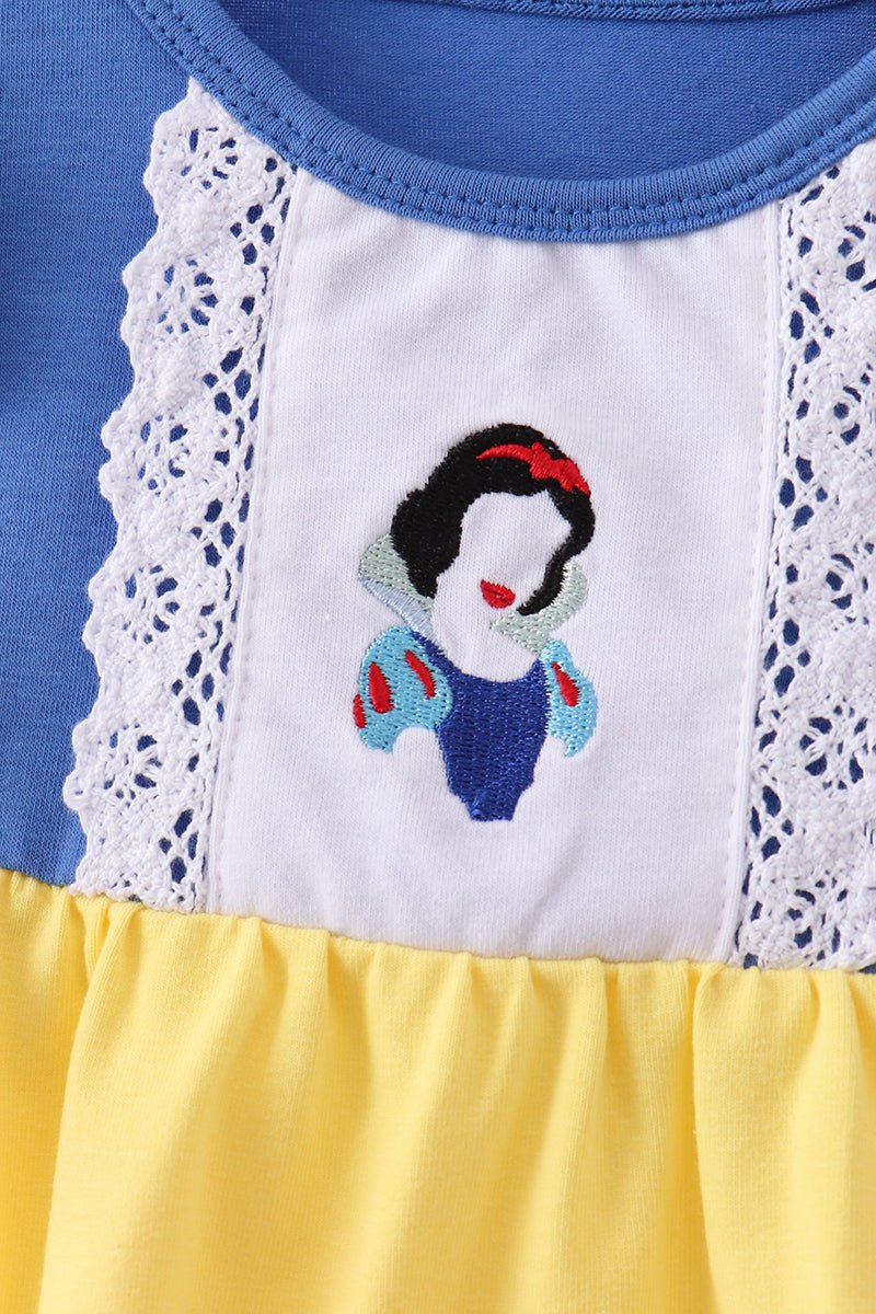 Royal blue&mustard character ruffle bubble - Abbies Place